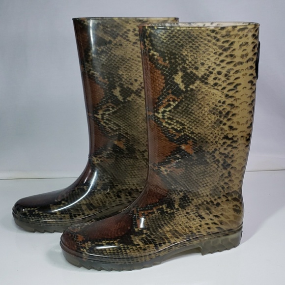 snakeskin rain boots
